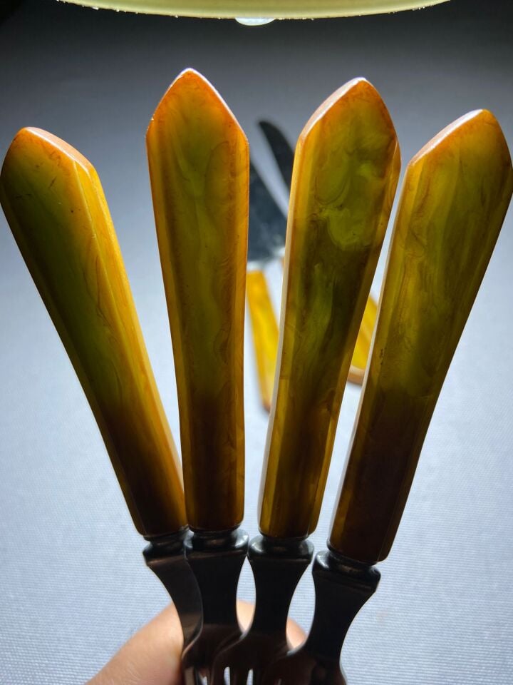 YEŞİL HARELİ ÇATAL BIÇAK SETİ